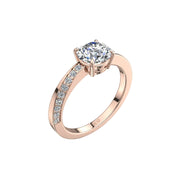 Solitaire Bianca bague diamant naturel rond 0.75 carat or rose